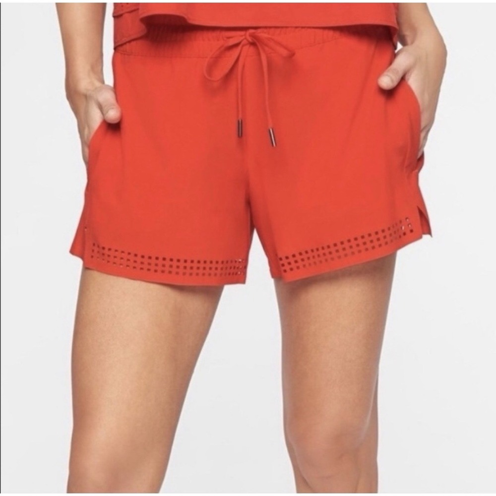 Athleta Baja Shorts Red‎ Laser Cut Women's Size 16T